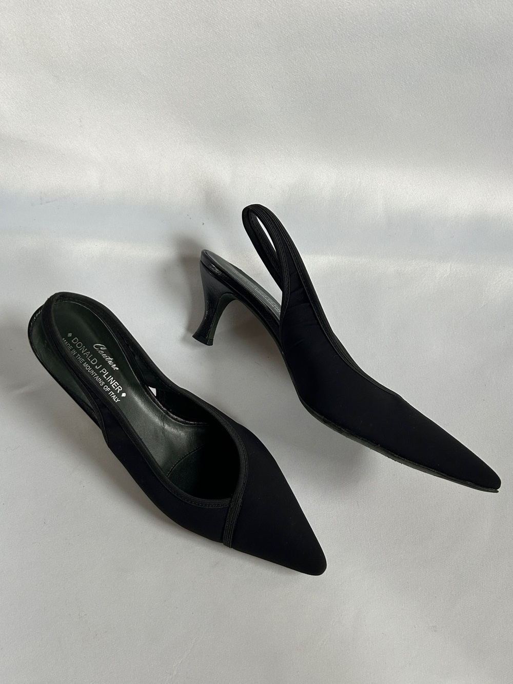 Classic Black Pointed Slingback Heels by Donald J. Pliner couture
